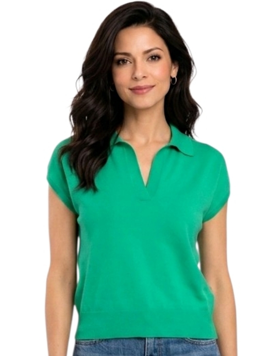 Dkny Sweaters - DKNY Kelly Green Collared Sleeveless Sweater Size M